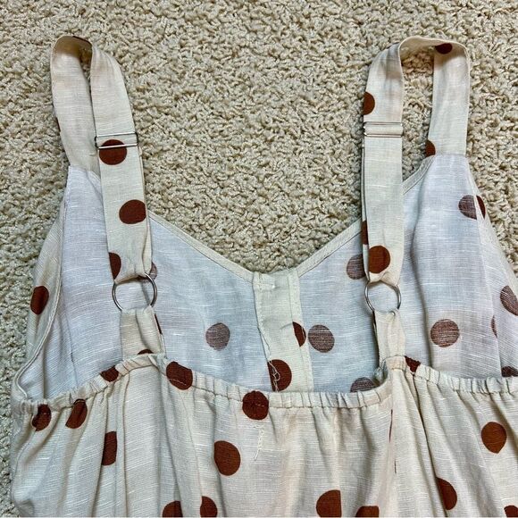 ILLA ILLA Polka Dot Button Down Mini Dress Lined Adjustable Cream Brown Small - Picture 3 of 6